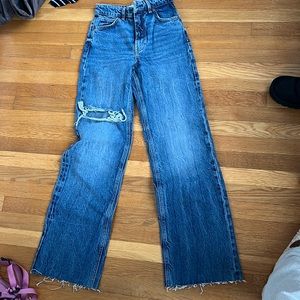 Zara wide leg dark wash jeans